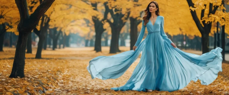 Robe bleu ciel longue : tendances automne-hiver 2025 et astuces pour la porter